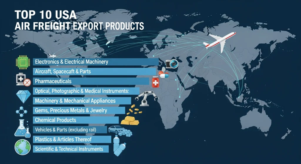 Top 10 leading product in Air Freight Export in USA